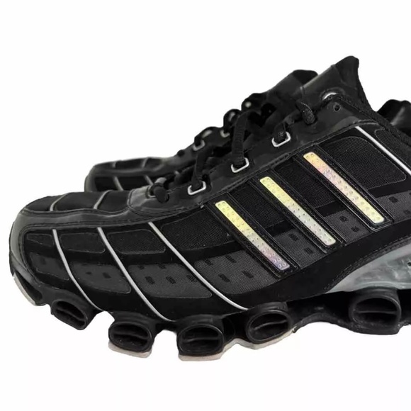 Vintage Rare Adidas Bounce Trainers Running Shoes Black Gray Men 10.5 Mint - Picture 1 of 3